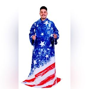 4th of July Snuggie Blanket with Sleeves & Pockets (Fuzzy Socks Included) New